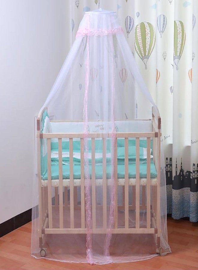 Vawolecy Universal Crib Floor Mosquito Net, Foldable Mosquito Mesh Palace Dome Baby Bed Canopy with Lace for Baby Kids Without Stand - Image 1